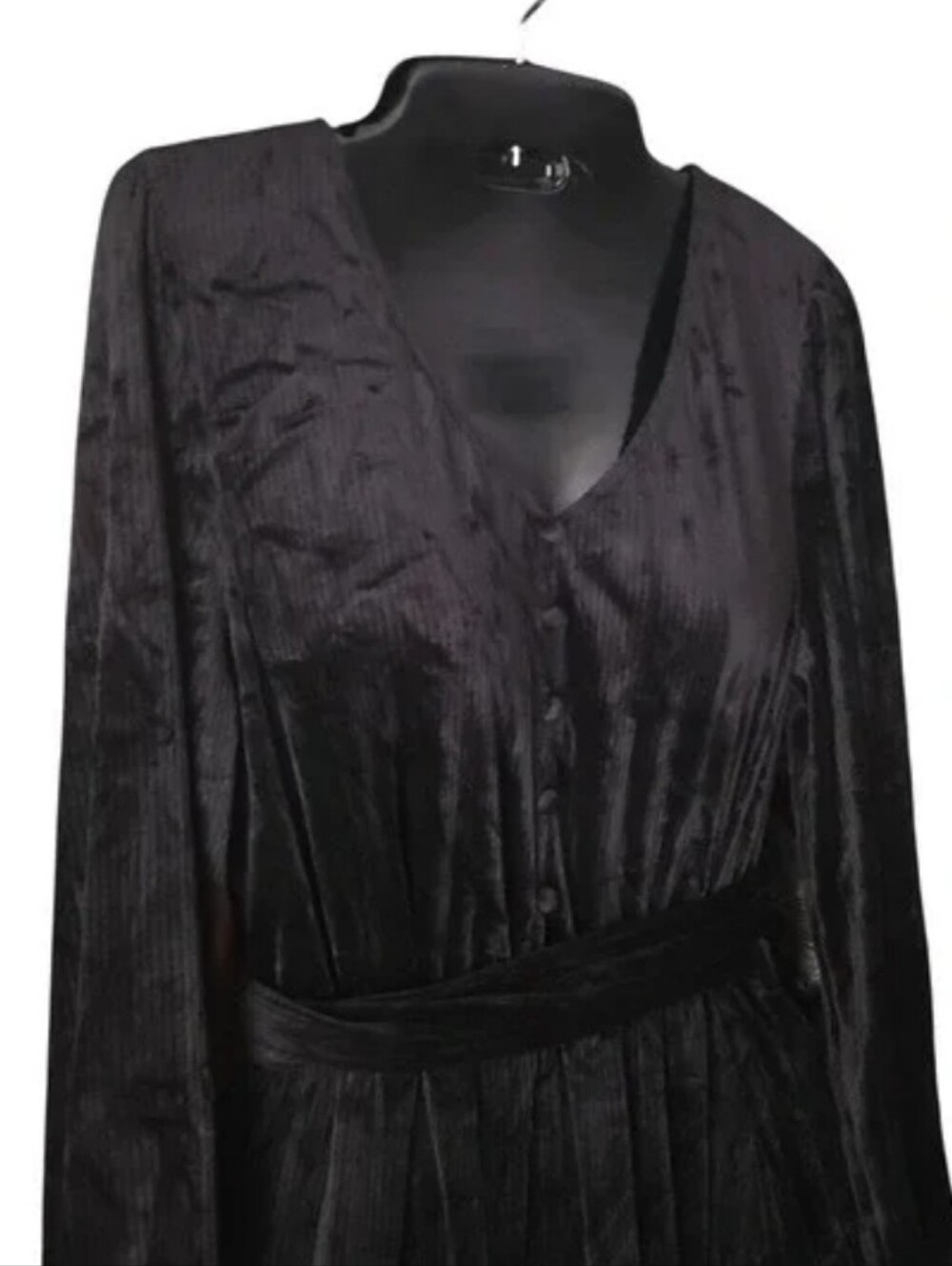 NWT HALARA Gothic Velvet Witchy Long Sleeve Black Tiered V-Neck Maxi Dress L - Picture 3 of 14